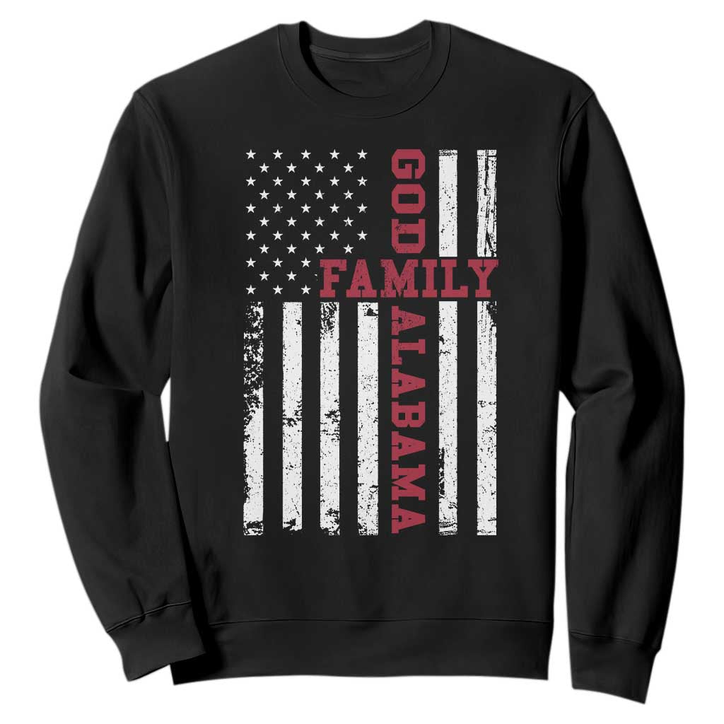 God Family Alabama Sweatshirt AL Game Day Christian American Flag TS11 Black Print Your Wear