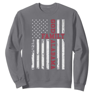 God Family Alabama Sweatshirt AL Game Day Christian American Flag TS11 Charcoal Print Your Wear