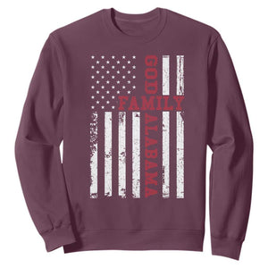 God Family Alabama Sweatshirt AL Game Day Christian American Flag TS11 Maroon Print Your Wear