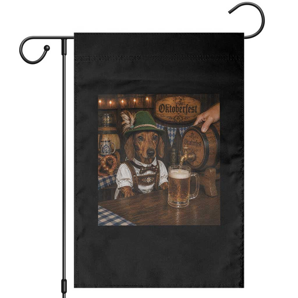 Funny Oktoberfest Wiener Drinking Beer Meme Dog Garden Flag