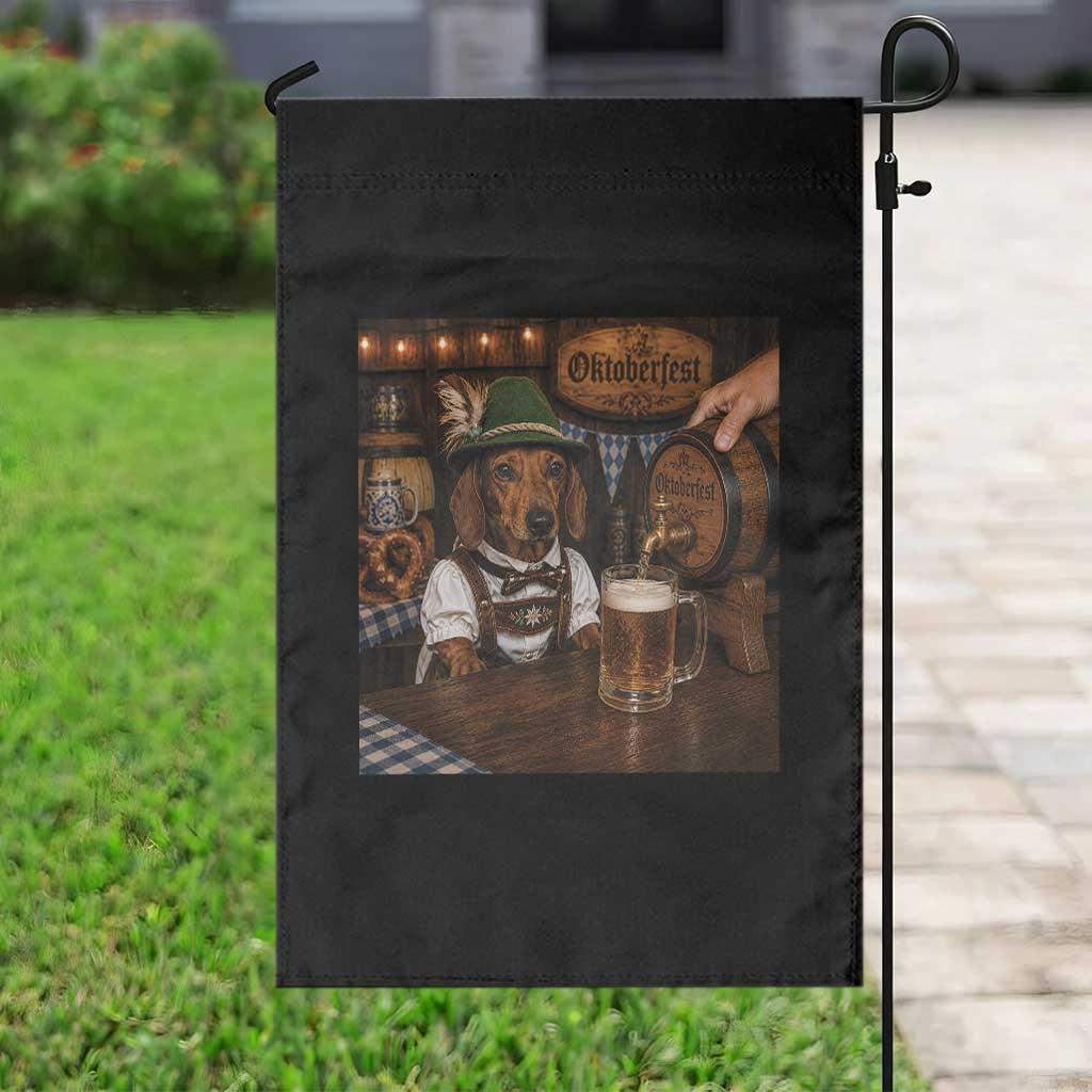 Funny Oktoberfest Wiener Drinking Beer Meme Dog Garden Flag