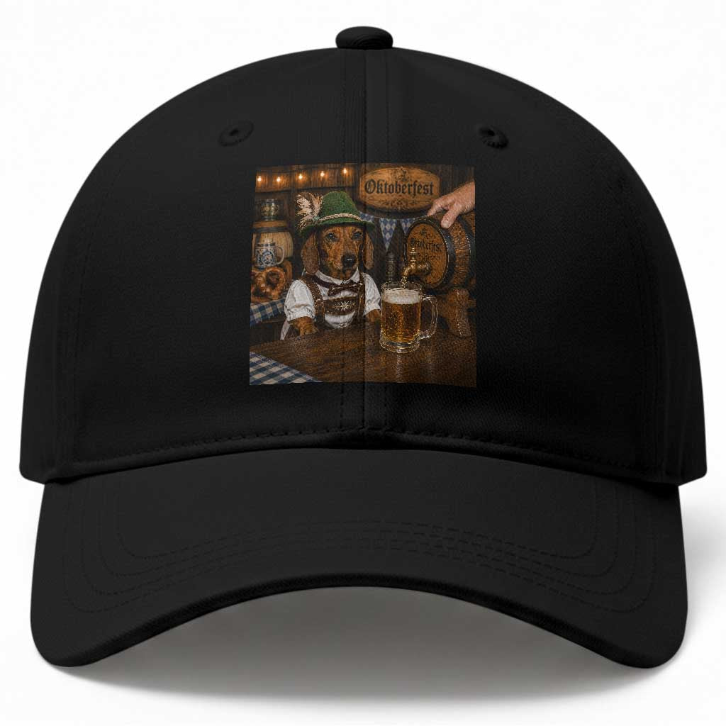 Funny Oktoberfest Wiener Drinking Beer Meme Dog Baseball Cap