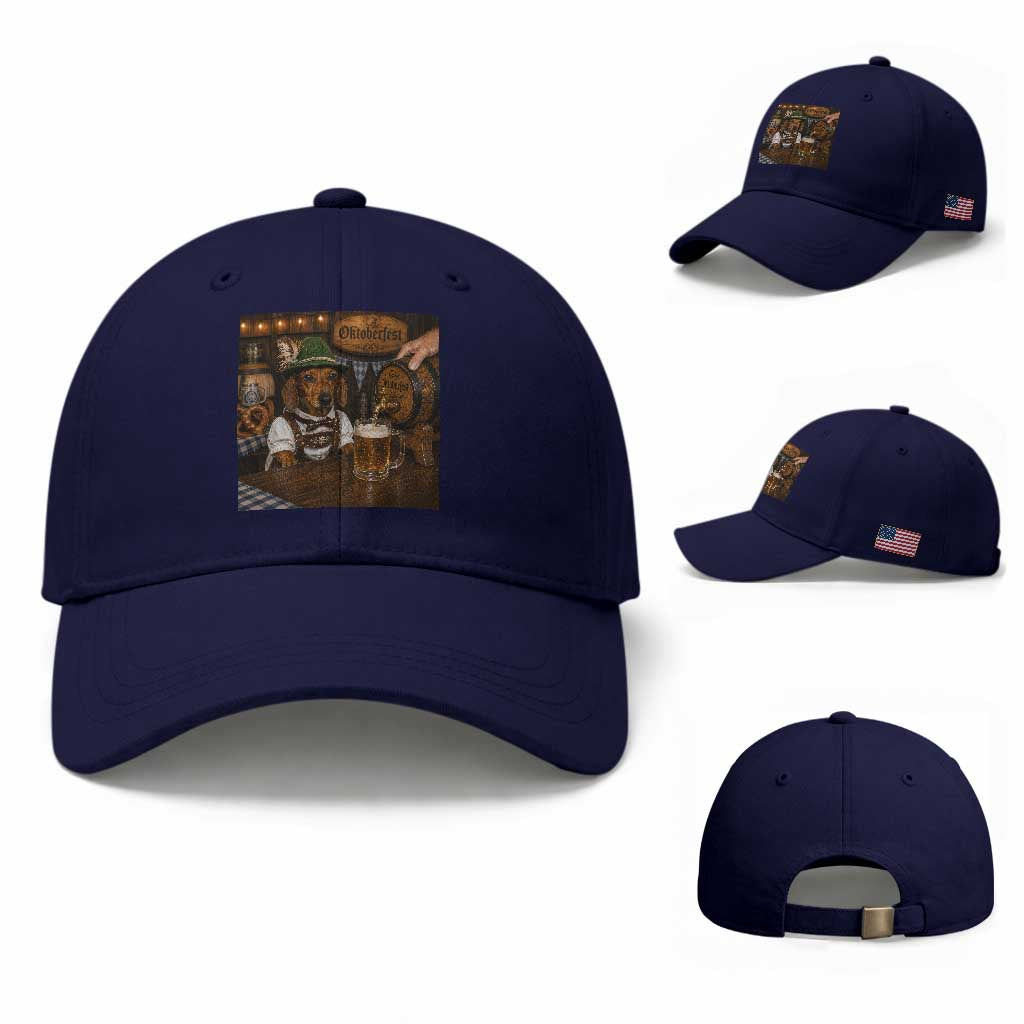Funny Oktoberfest Wiener Drinking Beer Meme Dog Baseball Cap