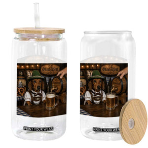 Funny Oktoberfest Wiener Drinking Beer Meme Dog Glass Can
