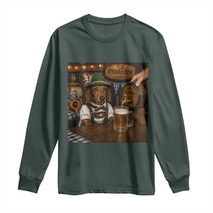 Funny Oktoberfest Wiener Drinking Beer Meme Dog Long Sleeve Shirt
