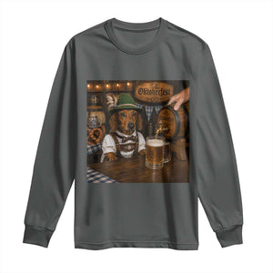 Funny Oktoberfest Wiener Drinking Beer Meme Dog Long Sleeve Shirt