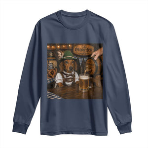 Funny Oktoberfest Wiener Drinking Beer Meme Dog Long Sleeve Shirt