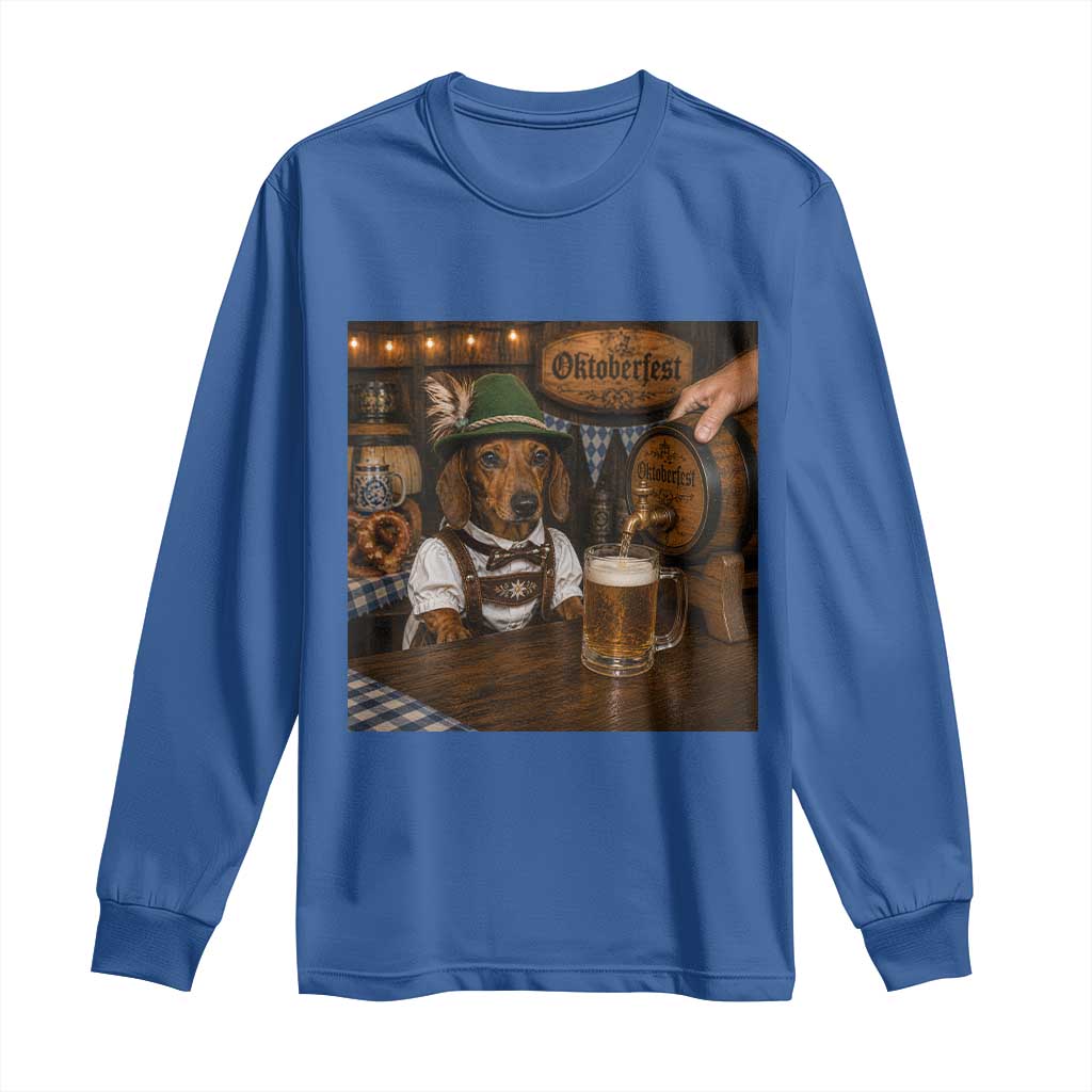 Funny Oktoberfest Wiener Drinking Beer Meme Dog Long Sleeve Shirt