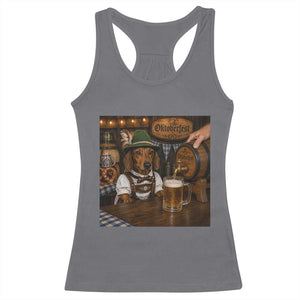 Funny Oktoberfest Wiener Drinking Beer Meme Dog Racerback Tank Top