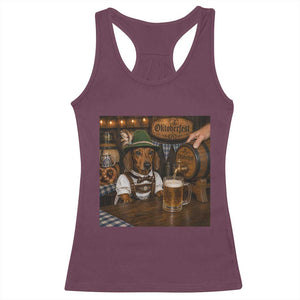 Funny Oktoberfest Wiener Drinking Beer Meme Dog Racerback Tank Top