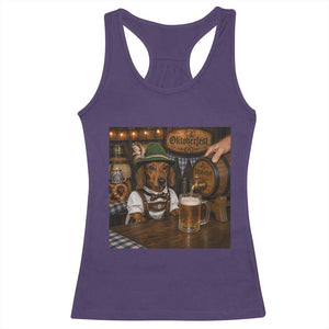 Funny Oktoberfest Wiener Drinking Beer Meme Dog Racerback Tank Top