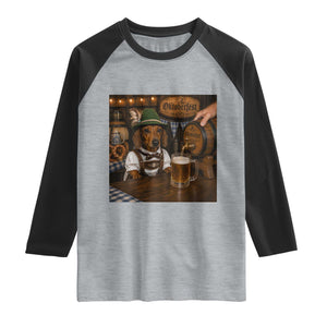 Funny Oktoberfest Wiener Drinking Beer Meme Dog Raglan Shirt