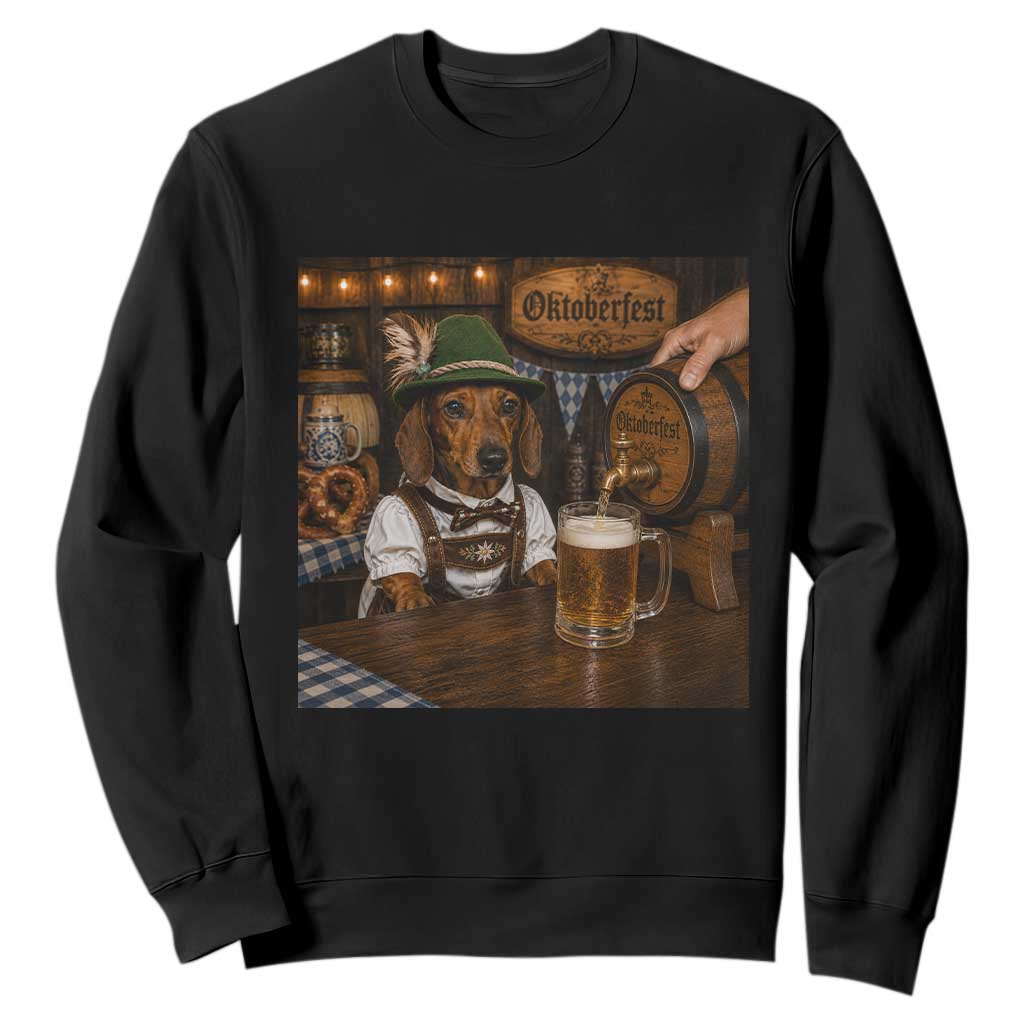 Funny Oktoberfest Wiener Drinking Beer Meme Dog Sweatshirt