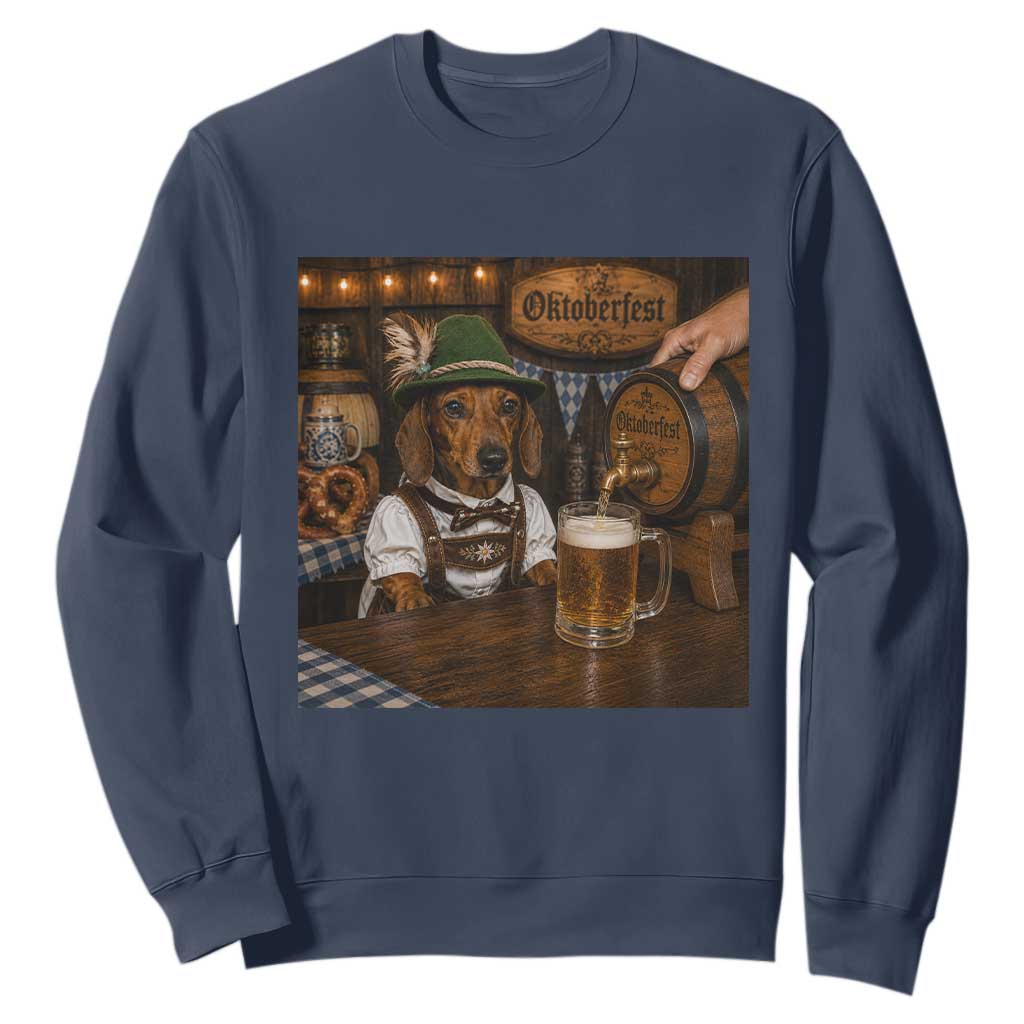 Funny Oktoberfest Wiener Drinking Beer Meme Dog Sweatshirt
