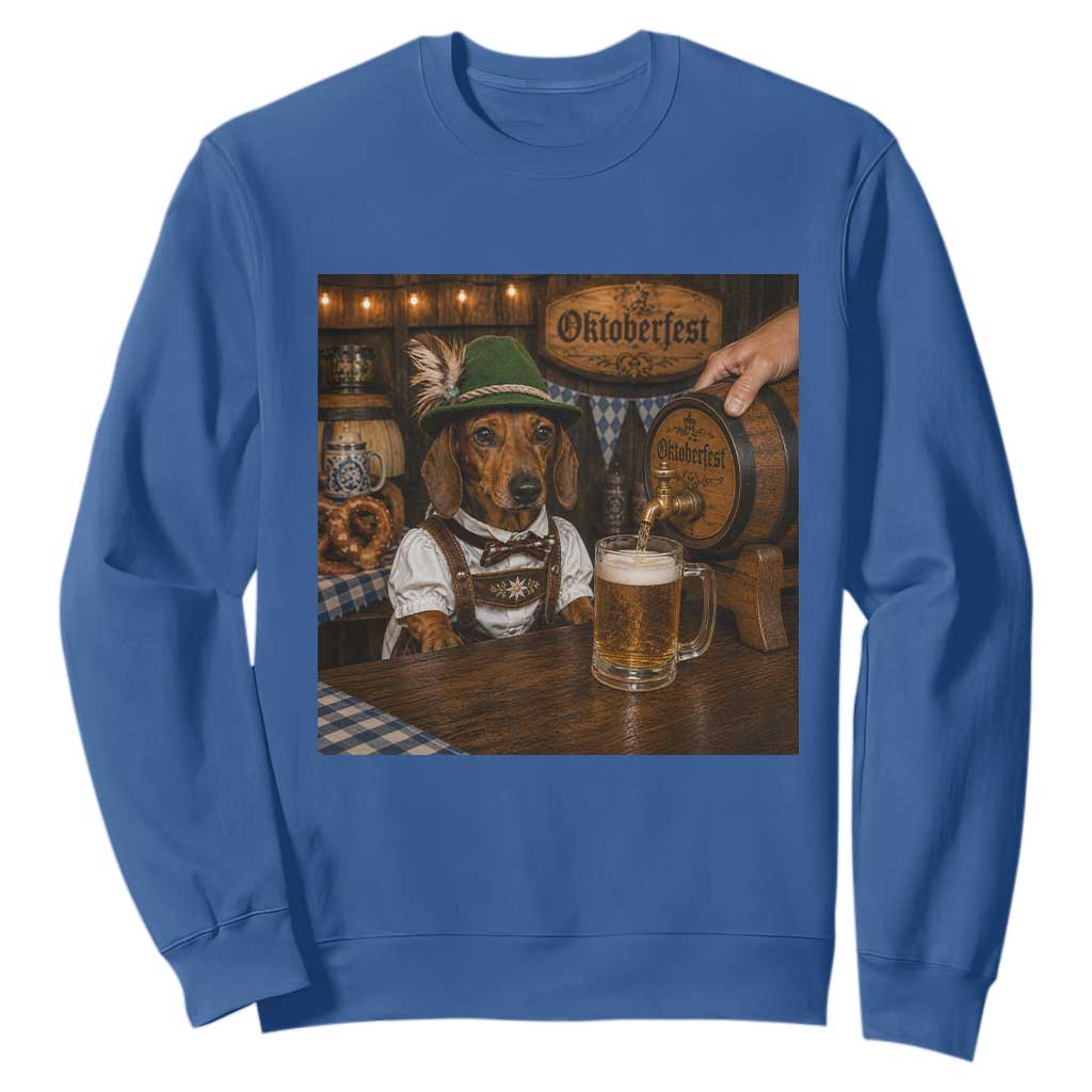 Funny Oktoberfest Wiener Drinking Beer Meme Dog Sweatshirt