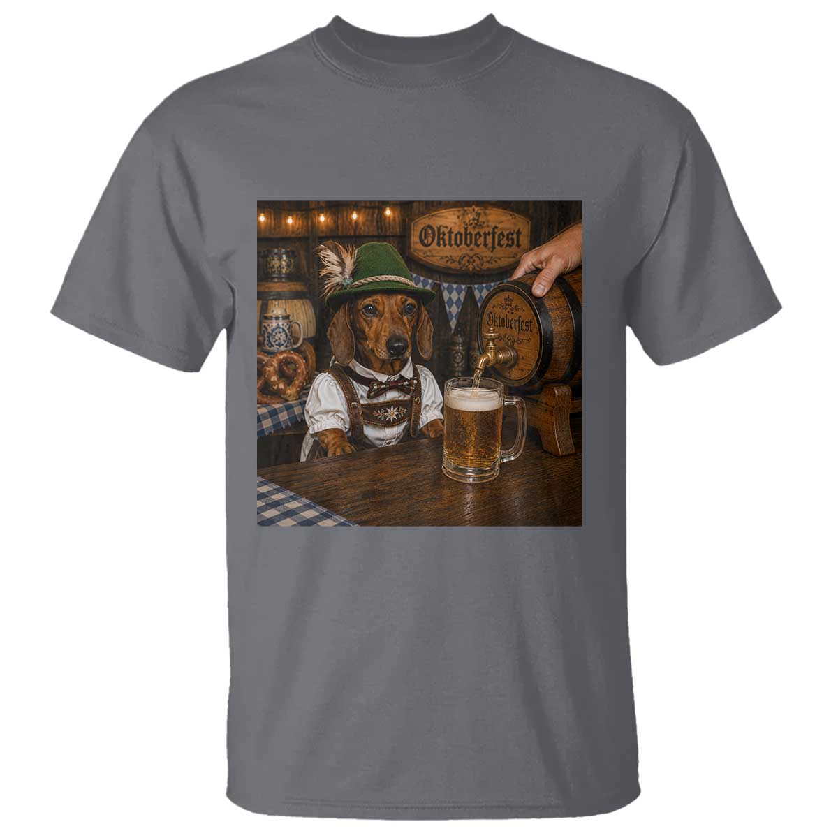 Funny Oktoberfest Wiener Drinking Beer Meme Dog T Shirt