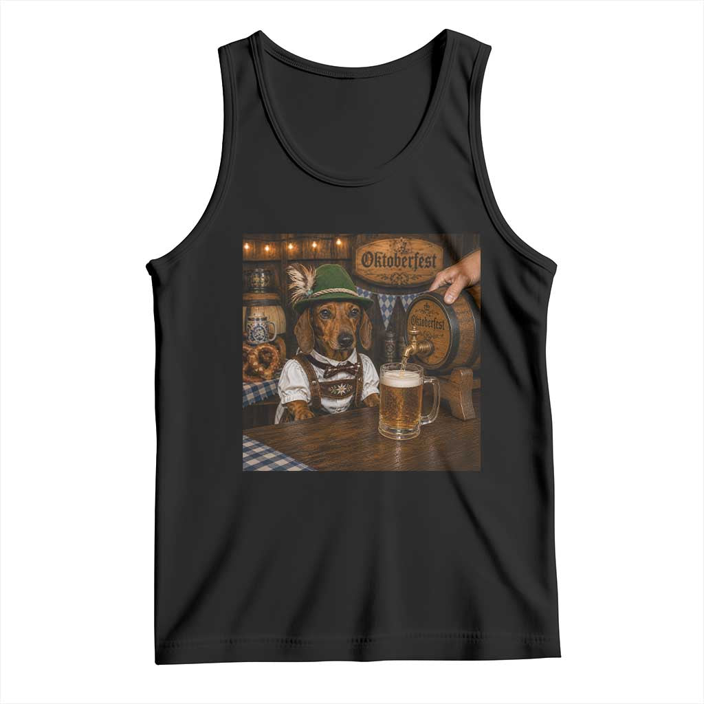 Funny Oktoberfest Wiener Drinking Beer Meme Dog Tank Top