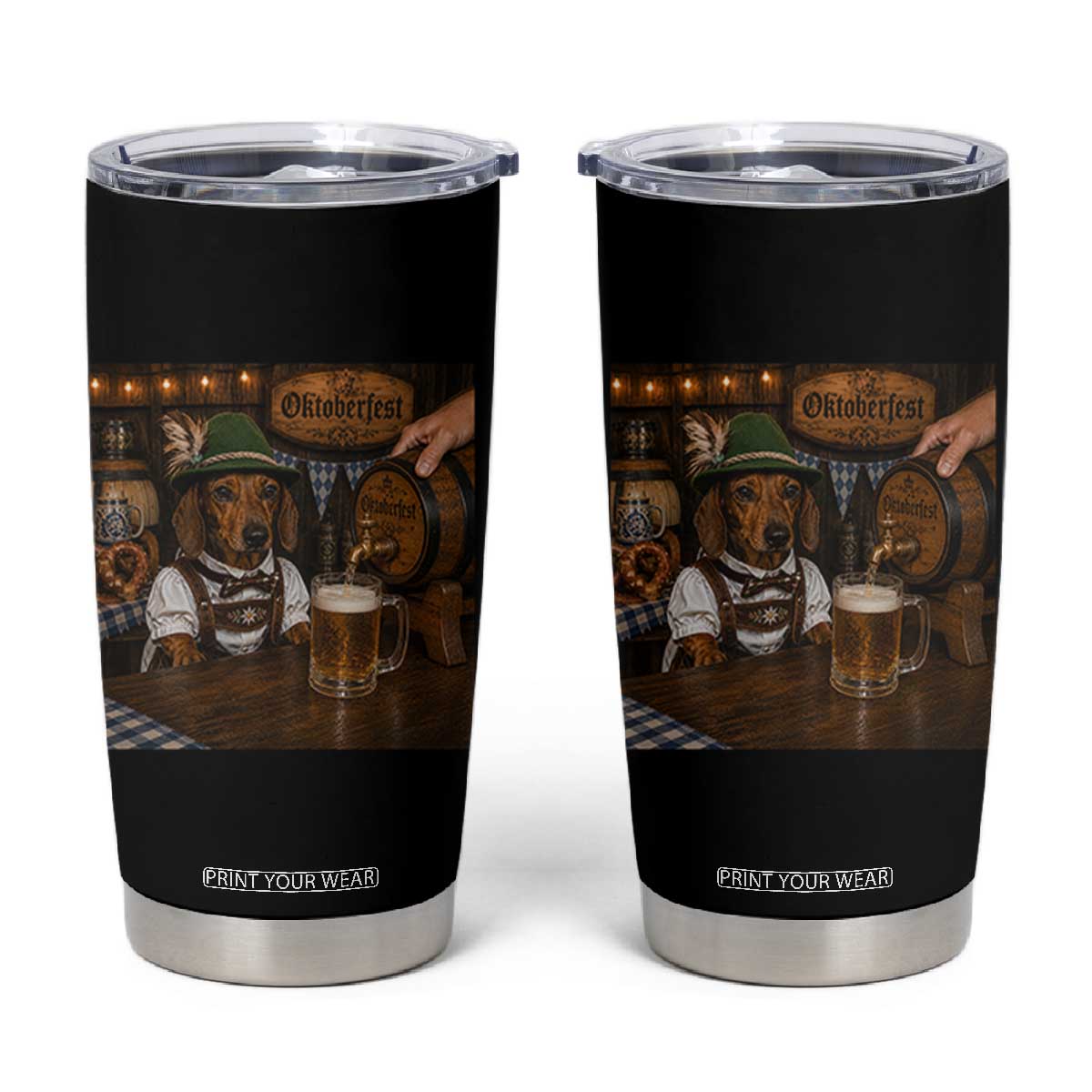 Funny Oktoberfest Wiener Drinking Beer Meme Dog Tumbler Cup