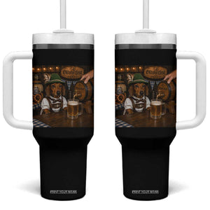 Funny Oktoberfest Wiener Drinking Beer Meme Dog Tumbler With Handle