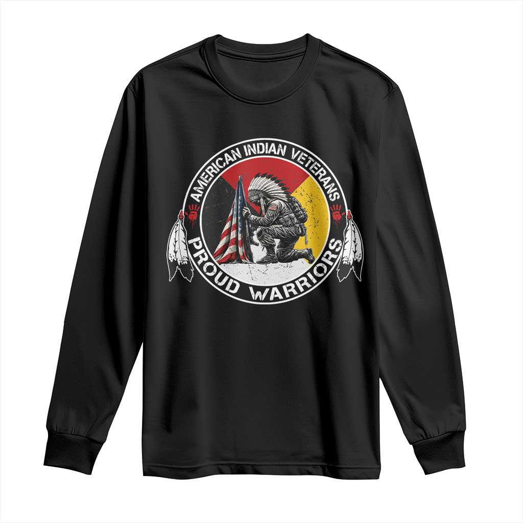 American Indian Veterans Proud Warriors Long Sleeve Shirt Native American Military Medicine Wheel