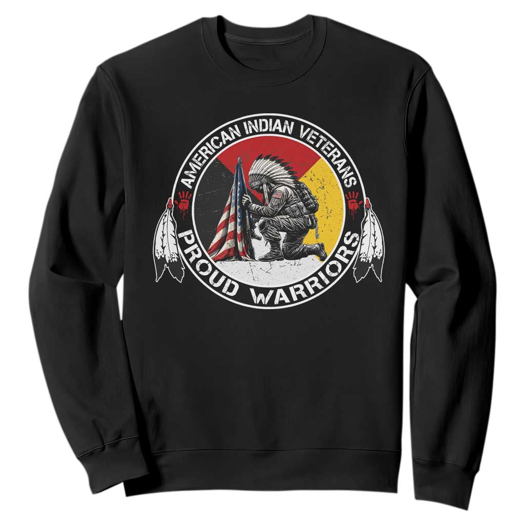 American Indian Veterans Proud Warriors Sweatshirt Native American Military Medicine Wheel