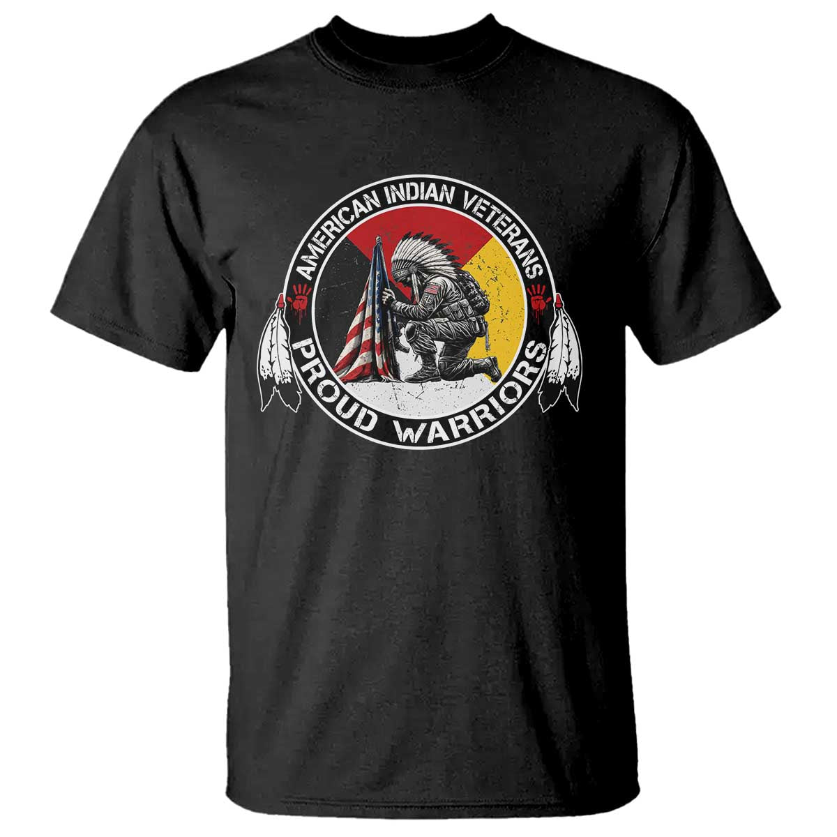 American Indian Veterans Proud Warriors T Shirt Native American Military Medicine Wheel