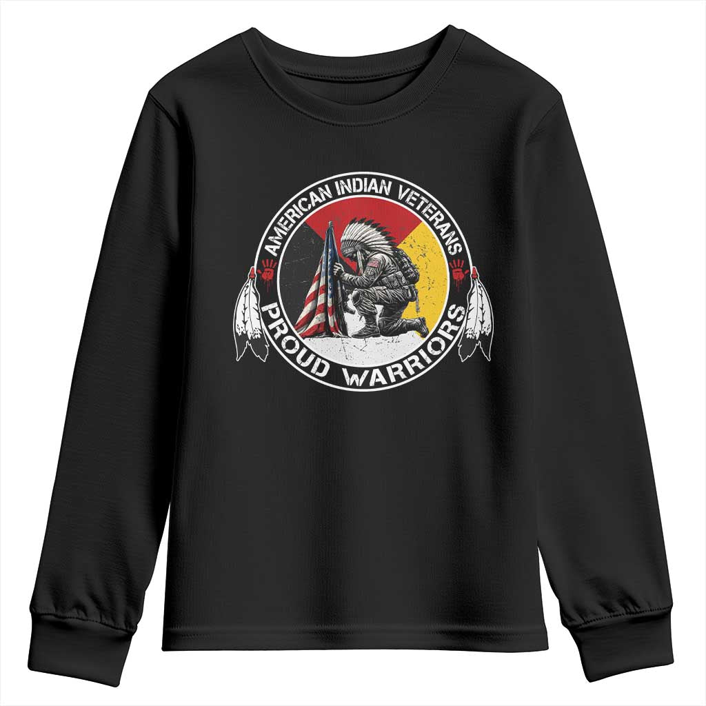 American Indian Veterans Proud Warriors Youth Sweatshirt Native American Military Medicine Wheel
