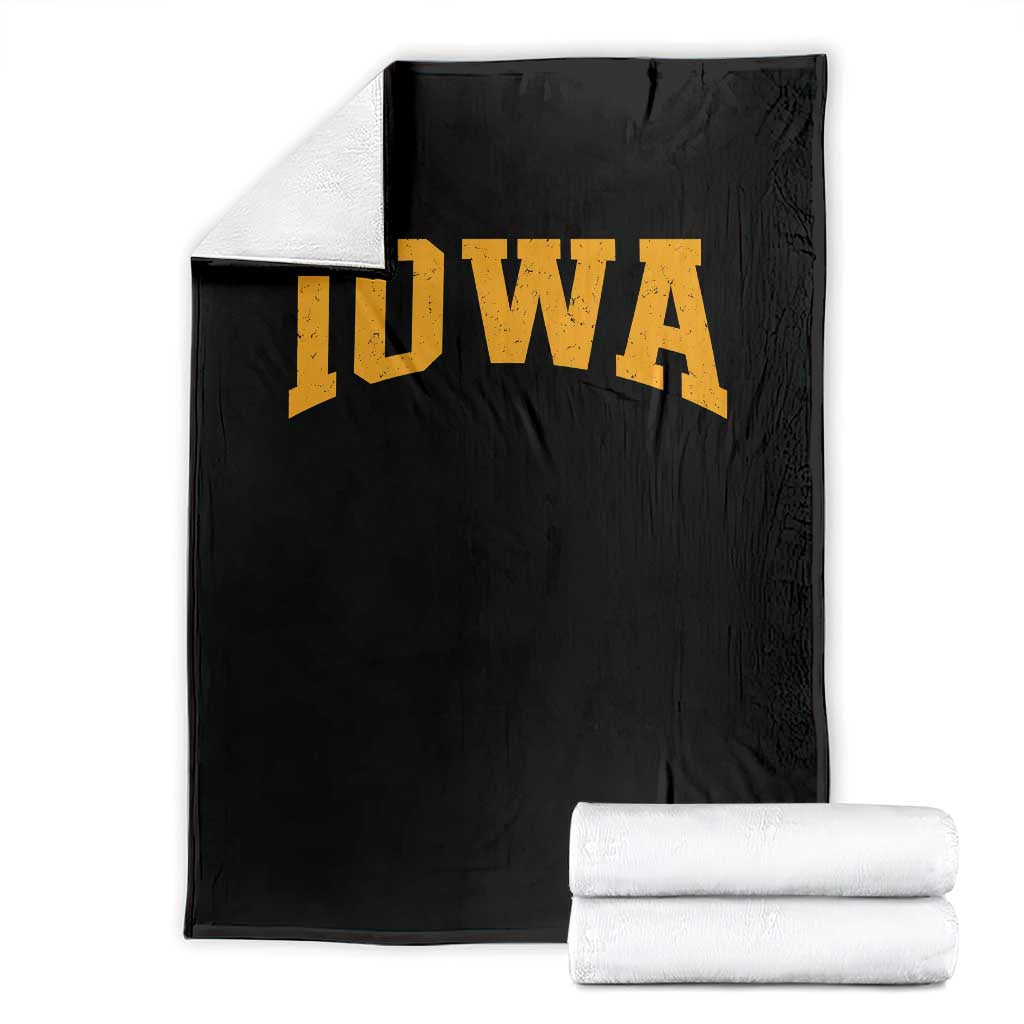Iowa Vintage Athletic Sports Design Throw Blanket IA State Iowan Gift
