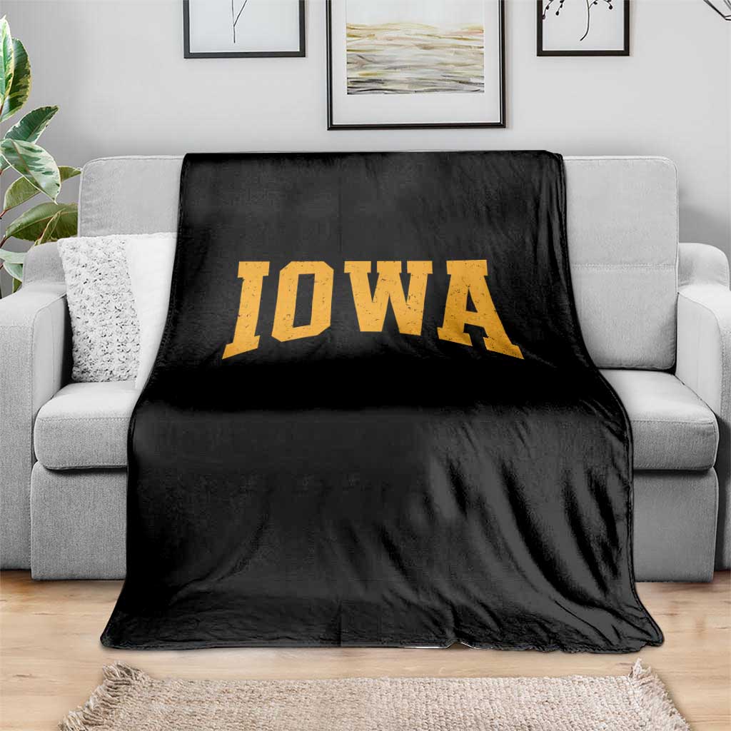 Iowa Vintage Athletic Sports Design Throw Blanket IA State Iowan Gift