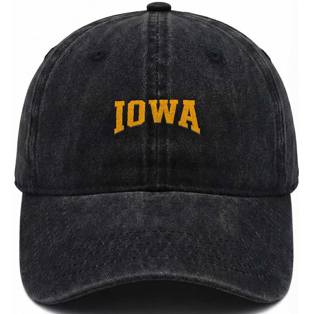 Iowa Vintage Athletic Sports Design Washed Cotton Baseball Cap IA State Iowan Gift