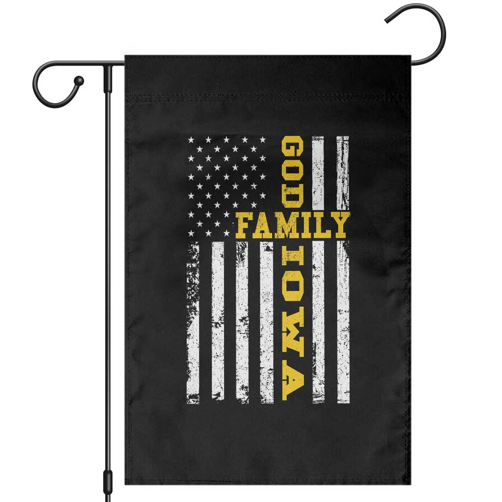God Family Iowa Garden Flag IA State Game Day Christian American Flag