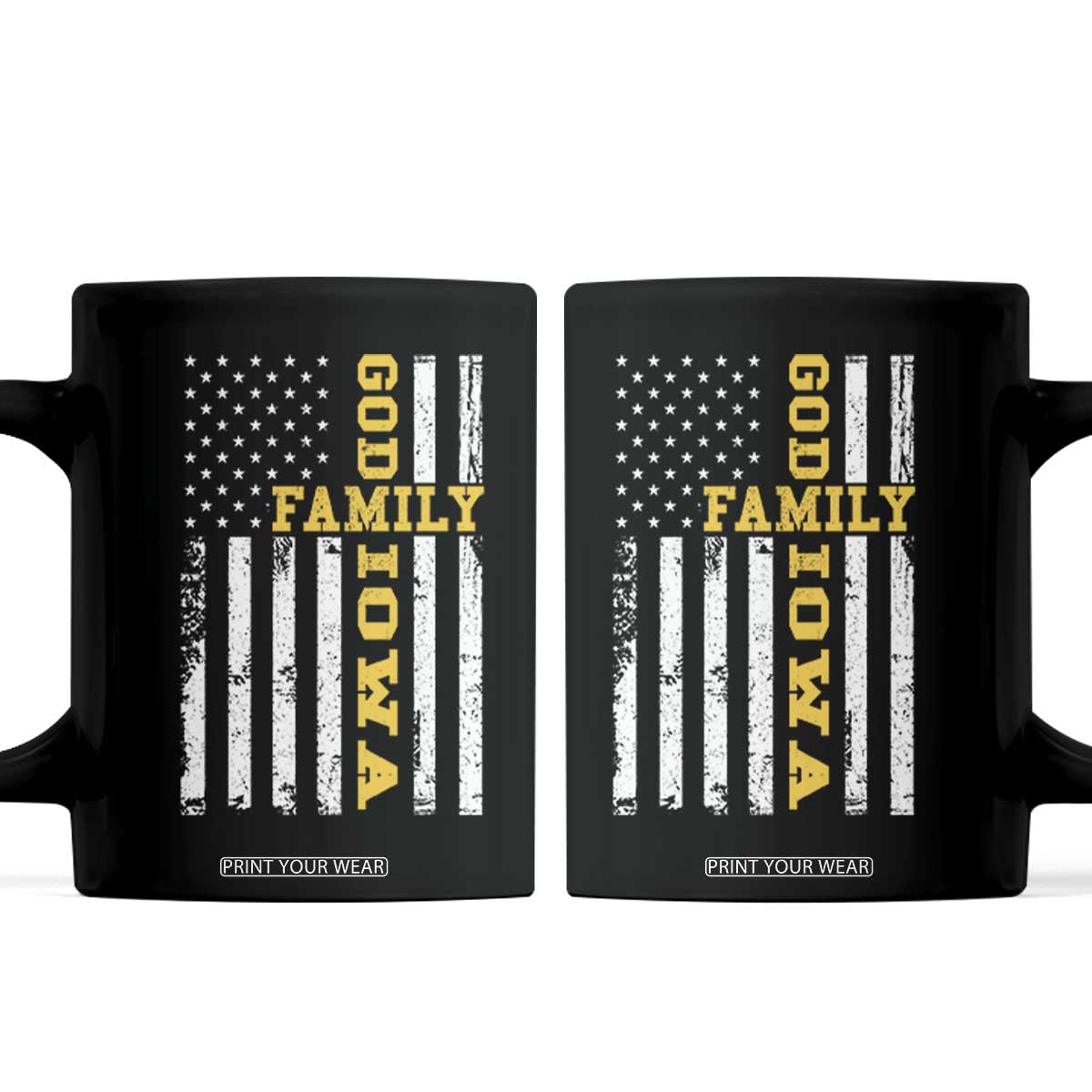 God Family Iowa Coffee Mug IA State Game Day Christian American Flag