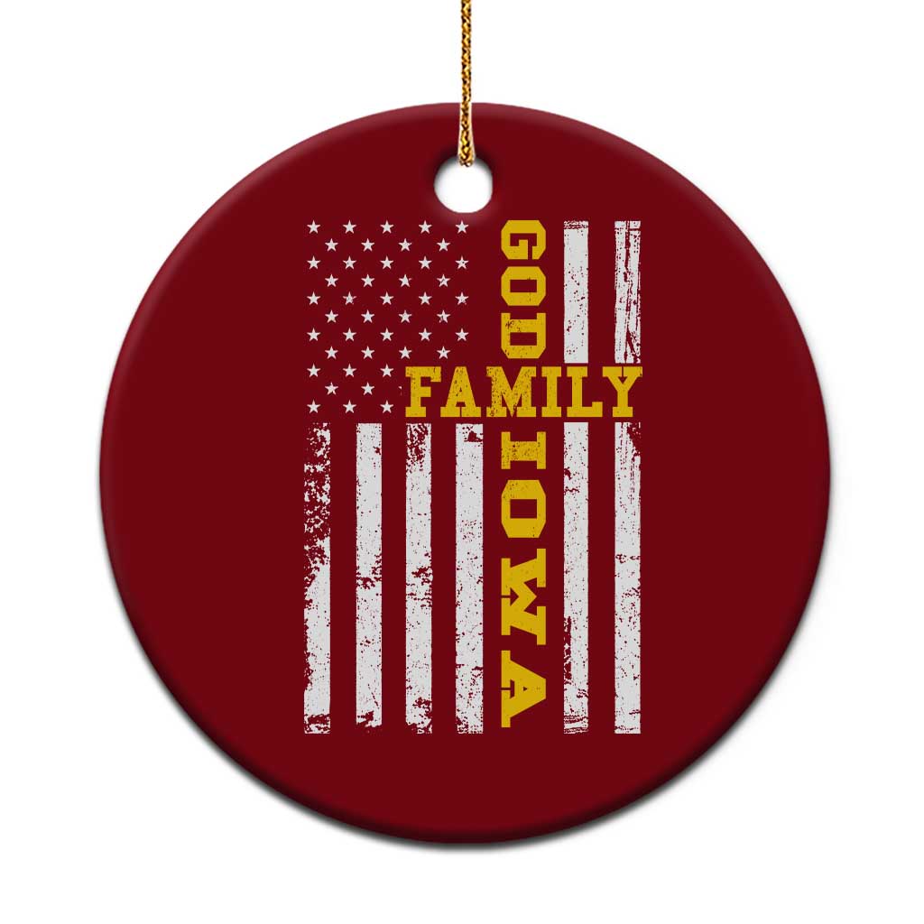 God Family Iowa Ceramic Ornament IA State Game Day Christian American Flag TS11 1pc Red Print Your Wear