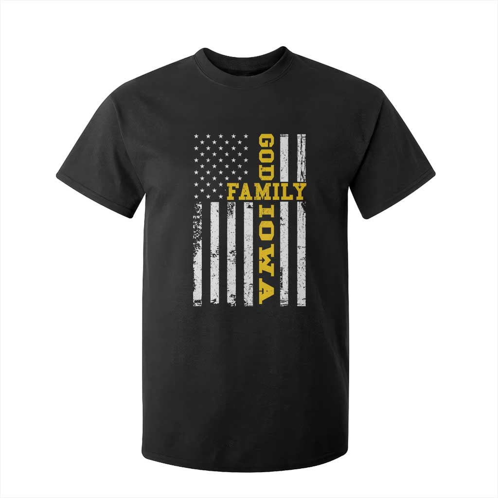 God Family Iowa T Shirt For Kid IA State Game Day Christian American Flag TS11 Black Print Your Wear