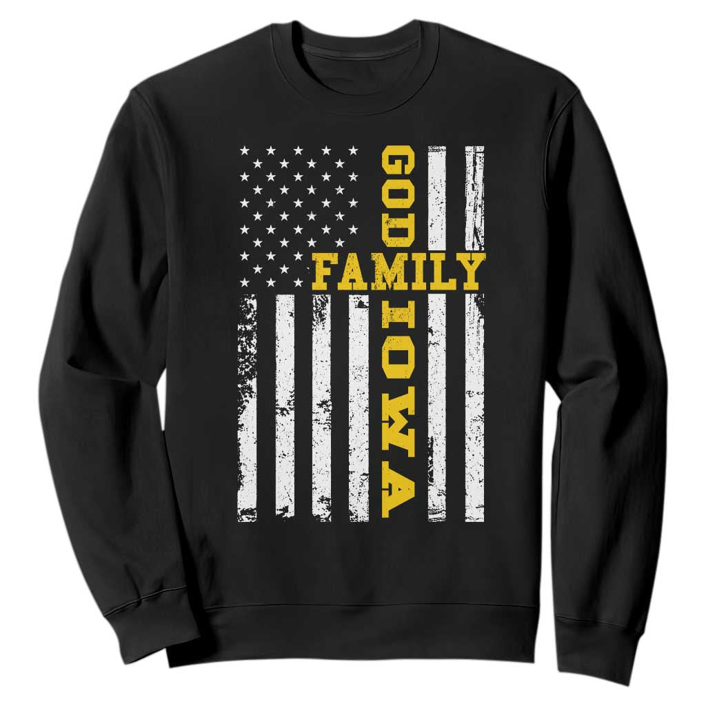 God Family Iowa Sweatshirt IA State Game Day Christian American Flag TS11 Black Print Your Wear