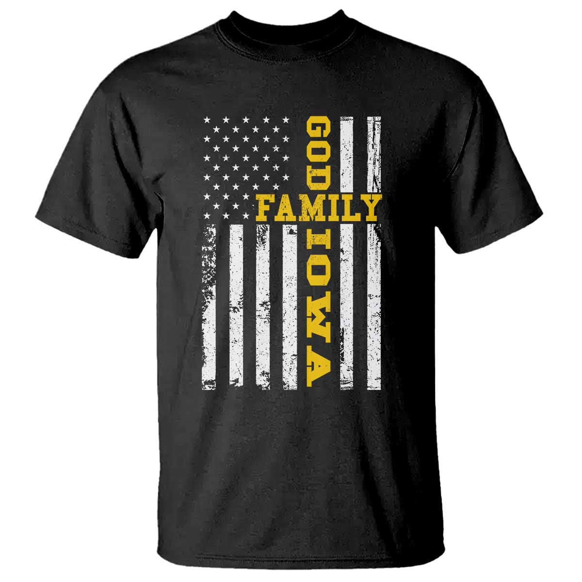 God Family Iowa T Shirt IA State Game Day Christian American Flag TS11 Black Print Your Wear