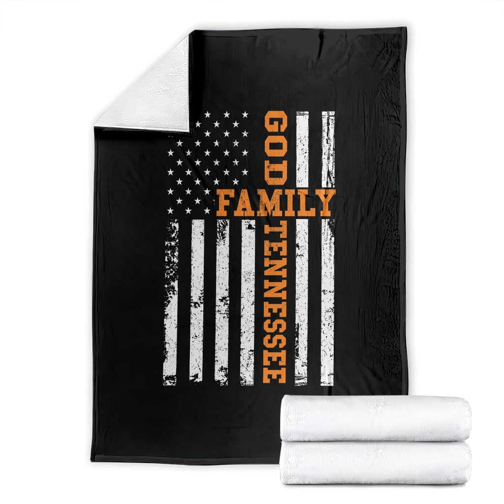 God Family Tennessee Throw Blanket TN Game Day Christian American Flag