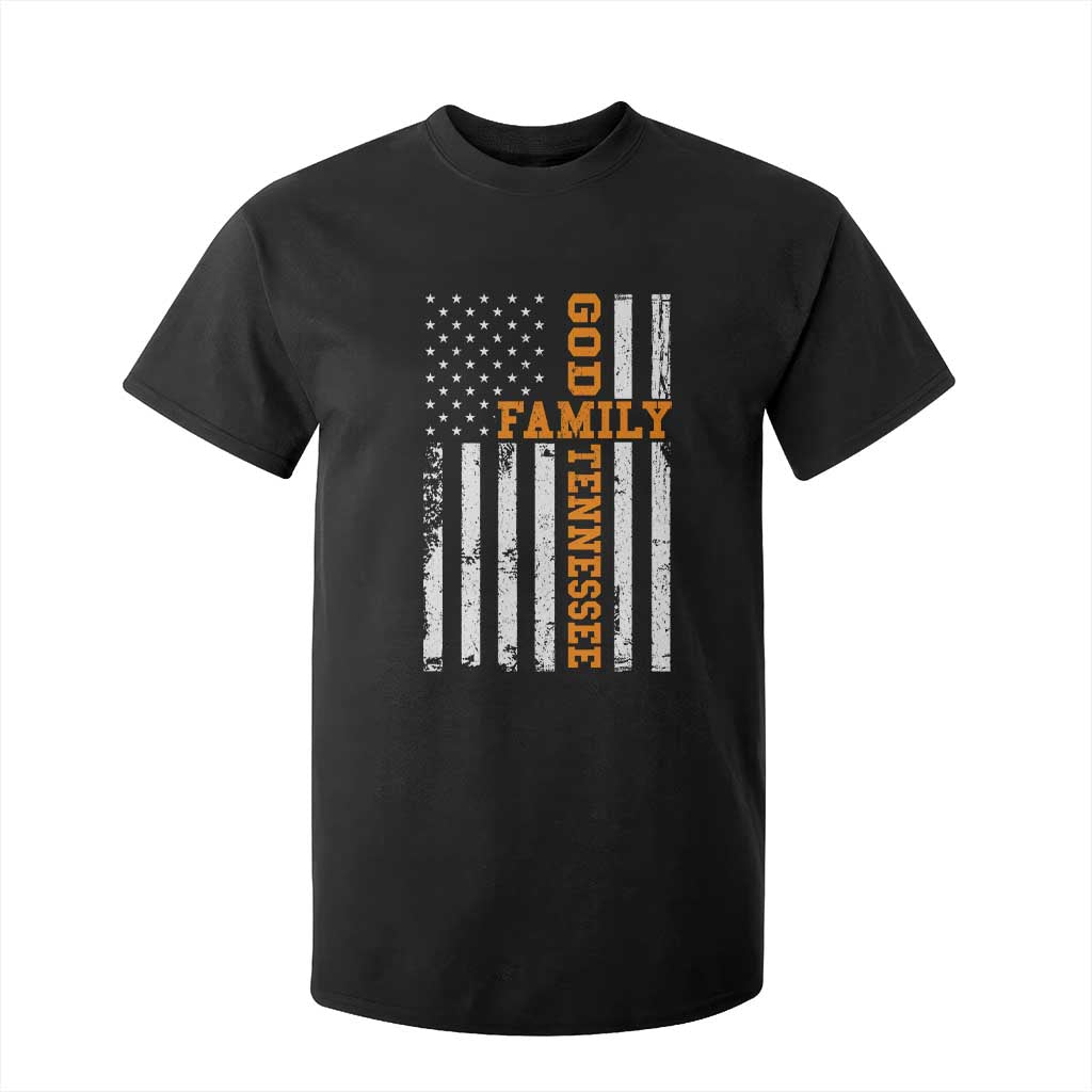 God Family Tennessee T Shirt For Kid TN Game Day Christian American Flag TS11 Black Print Your Wear