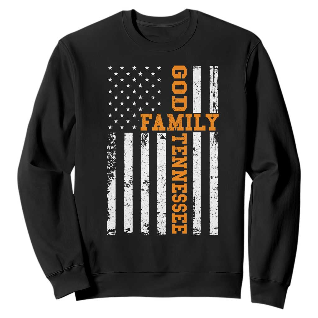 God Family Tennessee Sweatshirt TN Game Day Christian American Flag TS11 Black Print Your Wear