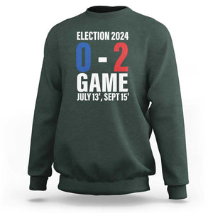 Trump Supporter Sweatshirt Election 2024 Game 0 2 Score July September Never Surrender TS11 Dark Forest Green Print Your Wear