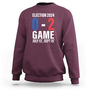 Trump Supporter Sweatshirt Election 2024 Game 0 2 Score July September Never Surrender TS11 Maroon Print Your Wear