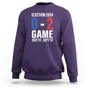 Trump Supporter Sweatshirt Election 2024 Game 0 2 Score July September Never Surrender TS11 Purple Print Your Wear