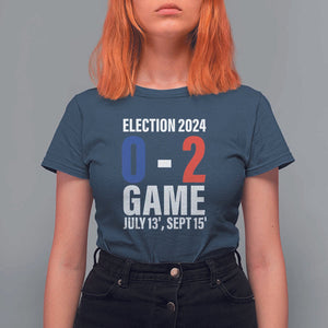 Trump Supporter T Shirt For Women Election 2024 Game 0 2 Score July September Never Surrender TS11 Navy Print Your Wear