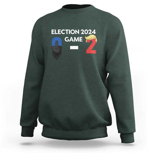 Funny Trump Supporter Sweatshirt Election 2024 Game 0 2 Score Blond Hair Assassin TS11 Dark Forest Green Print Your Wear