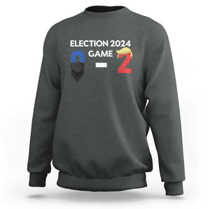 Funny Trump Supporter Sweatshirt Election 2024 Game 0 2 Score Blond Hair Assassin TS11 Dark Heather Print Your Wear