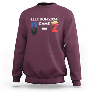 Funny Trump Supporter Sweatshirt Election 2024 Game 0 2 Score Blond Hair Assassin TS11 Maroon Print Your Wear