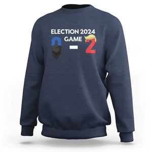 Funny Trump Supporter Sweatshirt Election 2024 Game 0 2 Score Blond Hair Assassin TS11 Navy Print Your Wear