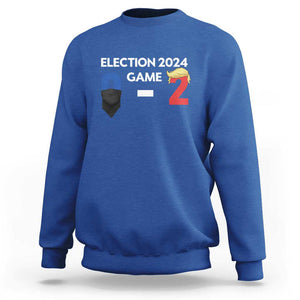 Funny Trump Supporter Sweatshirt Election 2024 Game 0 2 Score Blond Hair Assassin TS11 Royal Blue Print Your Wear