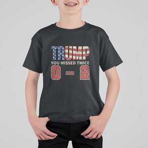 Trump Supporter T Shirt For Kid Trump You Missed Twice 0 2 American Flag Vintage Political TS11 Black Print Your Wear