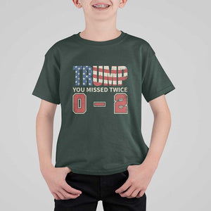 Trump Supporter T Shirt For Kid Trump You Missed Twice 0 2 American Flag Vintage Political TS11 Dark Forest Green Print Your Wear